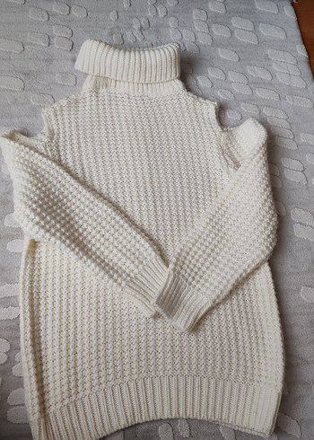 Krem Örgü Boğazlı Kadın Kazak - Görsel 2