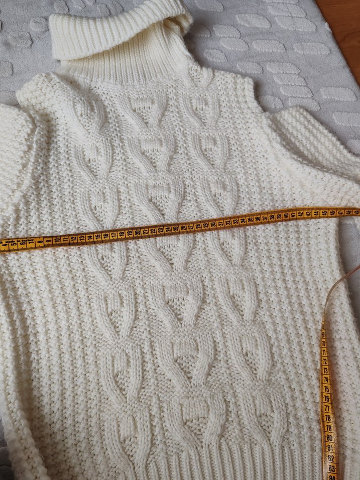 Krem Örgü Boğazlı Kadın Kazak - Görsel 5