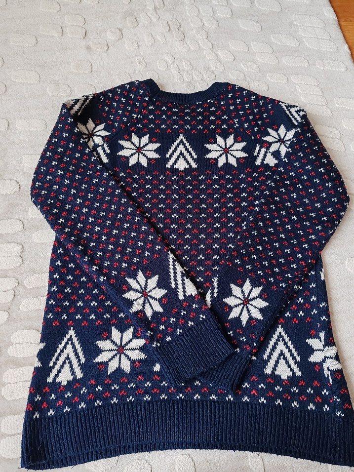 Mavi Desenli Kadın Triko Kazak - Görsel 2