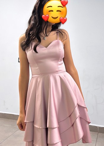 V Yaka Fırfırlı kısa Abiye Elbise - Görsel 9