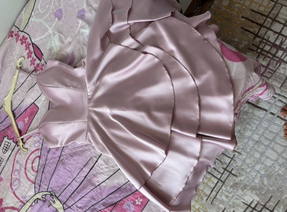 V Yaka Fırfırlı kısa Abiye Elbise - Görsel 5