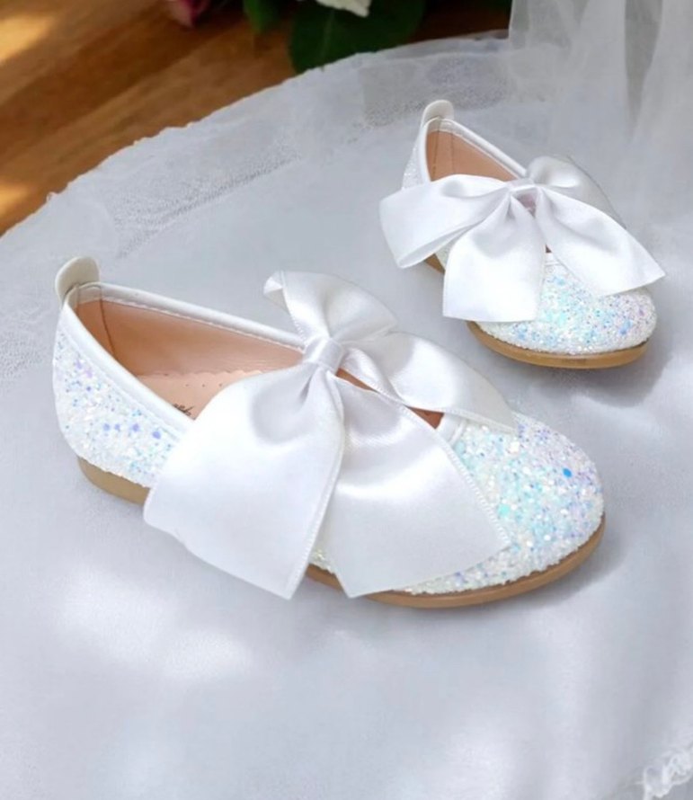 Kız Çocuk Beyaz Fiyonklu Babet Ayakkabı - Görsel 2
