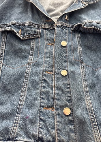 Kadın Mavi Düğmeli Denim Ceket - Görsel 4
