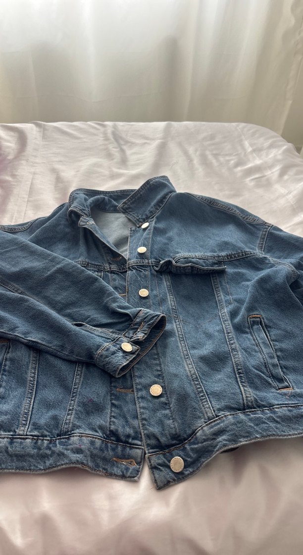 Kadın Mavi Düğmeli Denim Ceket - Görsel 2