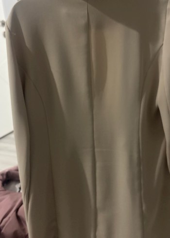 Kadın Bej Düğmeli Midi Blazer Ceket - Görsel 4