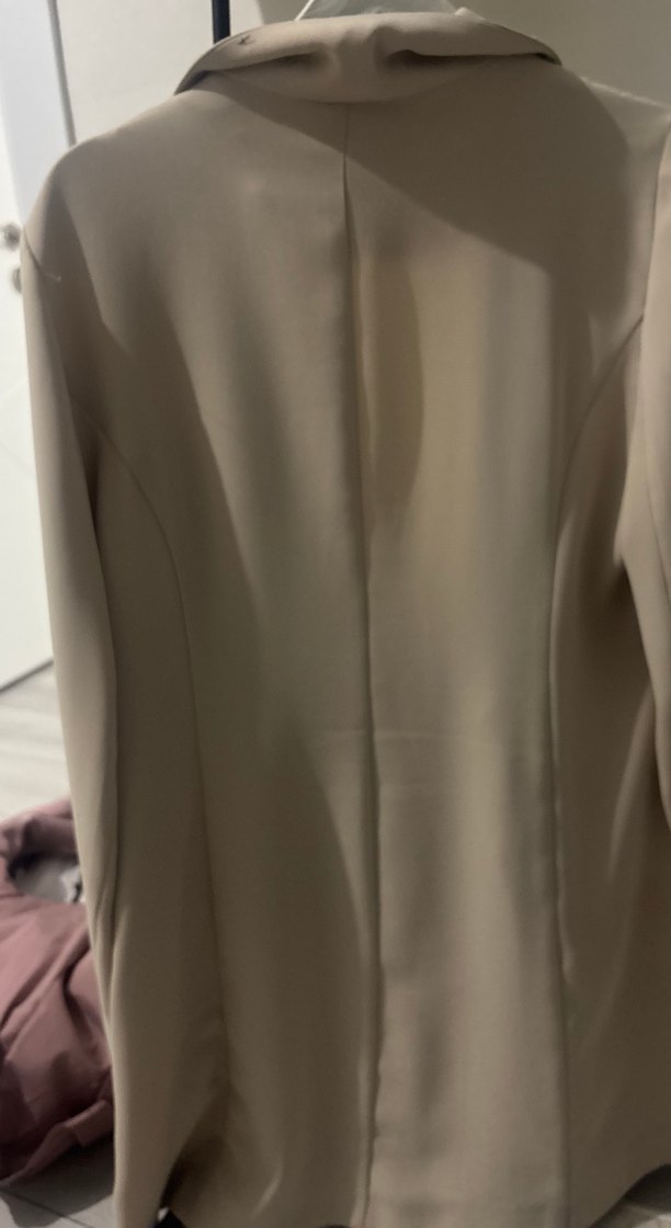 Kadın Bej Düğmeli Midi Blazer Ceket - Görsel 4