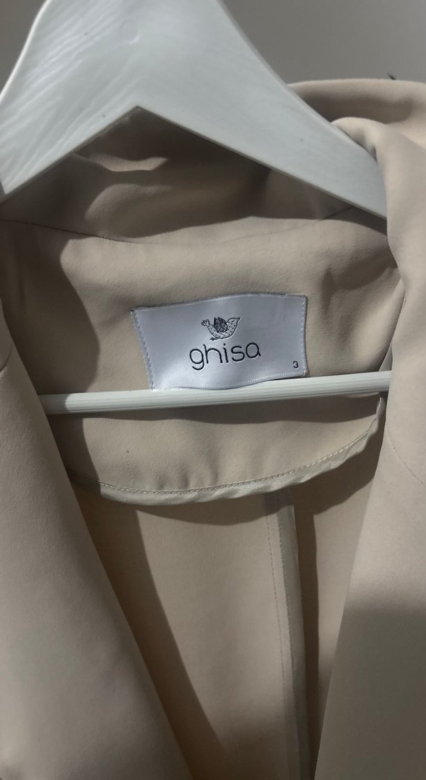 Kadın Bej Düğmeli Midi Blazer Ceket - Görsel 3