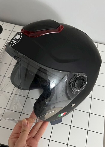 Siyah Biker Motosiklet Kaskı Şeffaf Vizörlü - Görsel 2