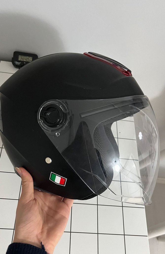 Siyah Biker Motosiklet Kaskı Şeffaf Vizörlü - Görsel 4