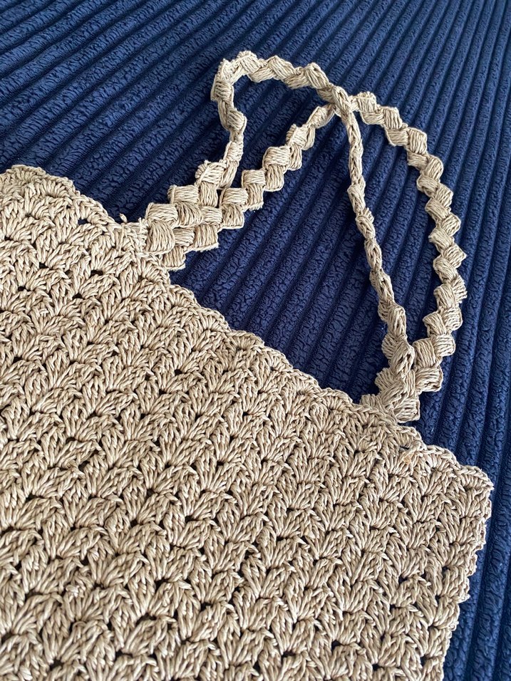 Bej Örgü Kadın Çanta Hasır - Görsel 2