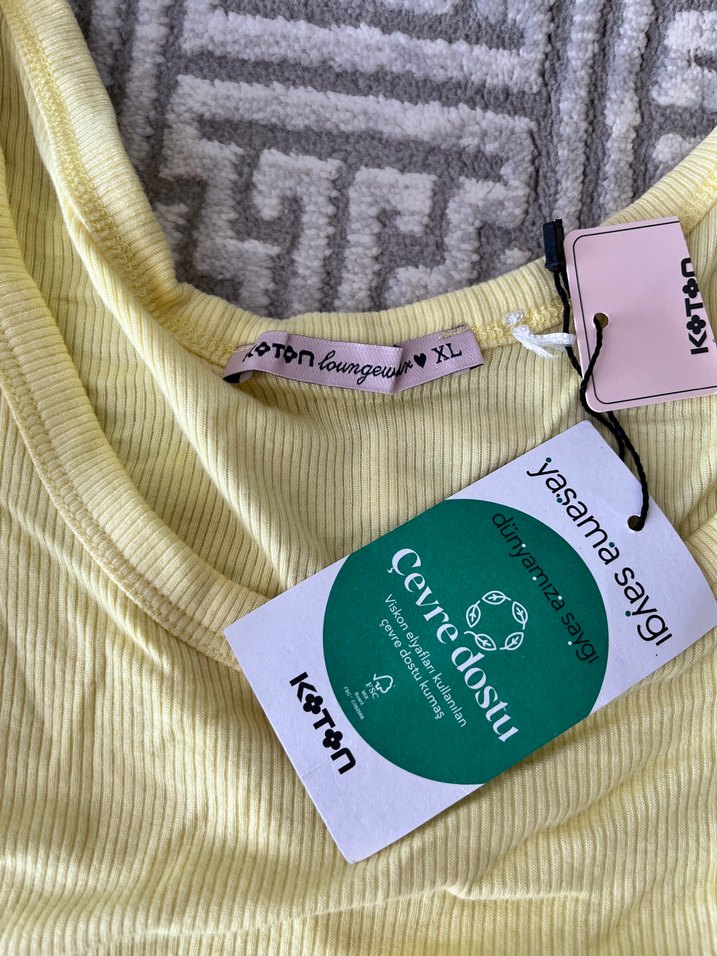 KOTON MARKA Sarı Baskılı Kadın Pijama Takımı - Görsel 2