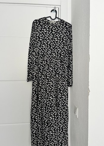 Siyah Baskılı Uzun Kollu Elbise - Görsel 2