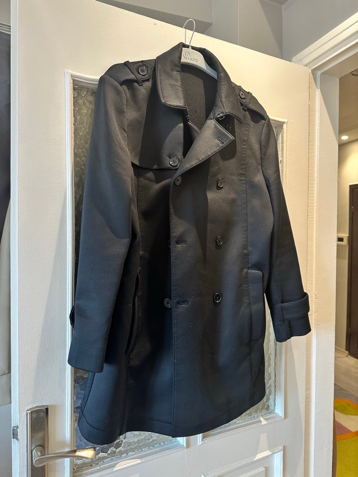 Siyah Erkek Trençkot - Görsel 3