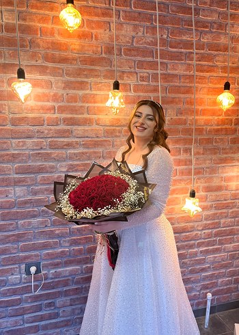 Matmazel Uzun Kollu Taşlı Bohem Prenses Gelinlik