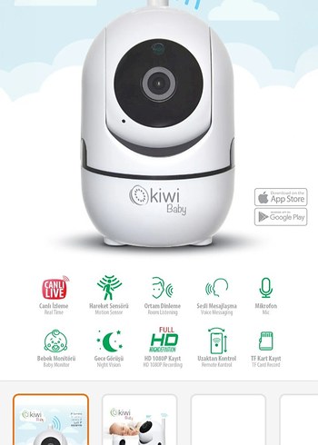 Beyaz ve Gri Bebek Kamerası - Kiwi - Görsel 4