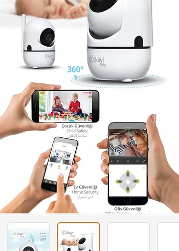 Beyaz ve Gri Bebek Kamerası - Kiwi - Görsel 3