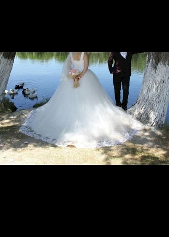 kalın askılı Vintage Prenses Gelinlik - Görsel 2