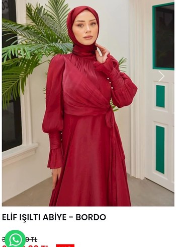 Elif Işıltı Bordo Uzun Abiye