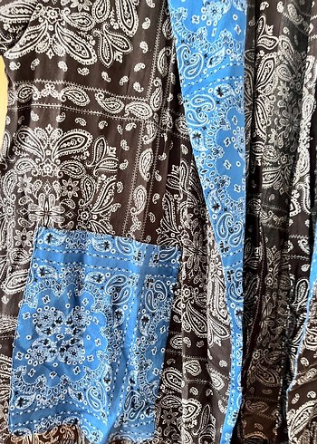 Uzun Kol Düğmeli Mavi Siyah Ceket - Görsel 3