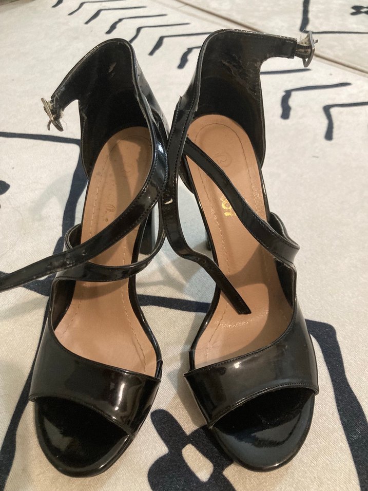 Kadın Siyah Rugan Topuklu Ayakkabı - Görsel 3