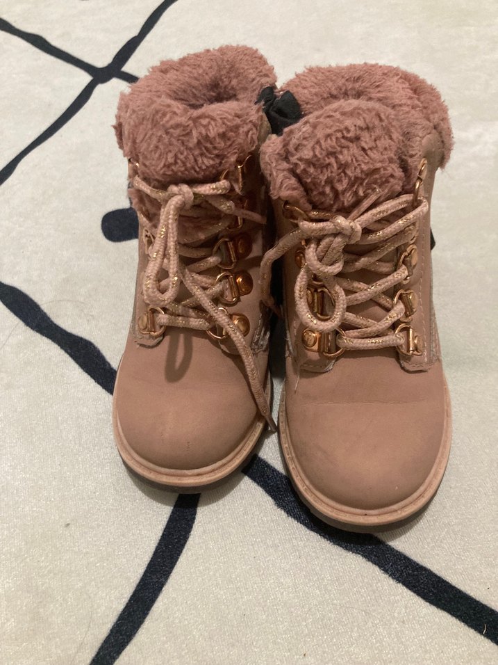 Kızlar için Pembe Süet Kürklü Bot - Görsel 2