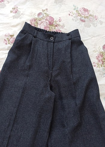 Düğmeli Gri Vintage Kadın Pantolon - Görsel 2