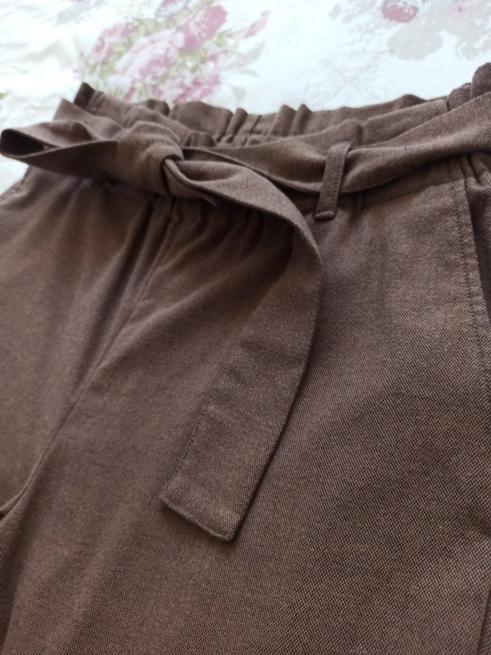 Kadın Kahverengi Pamuklu Kuşaklı Pantolon - Görsel 2