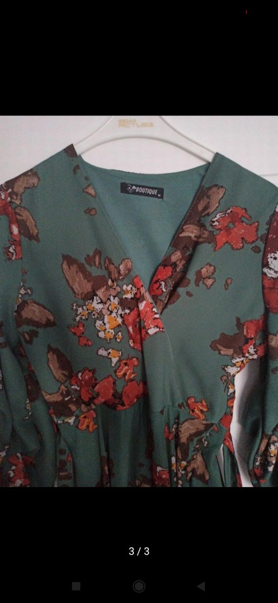 Bordo Çiçekli Uzun Bohem Elbise - Görsel 2