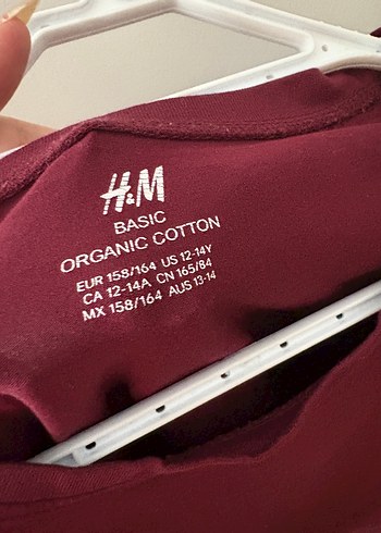 12-13 Yaş Beden Bordo Kız Çocuk Kısa Kollu Tişört