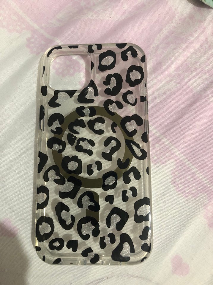 iPhone 13 Parlak Siyah Leopar Desenli Telefon Kılıfı - Görsel 3