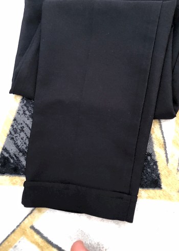 Kadın Siyah Bel Detaylı Rahat Kumaş Pantolon - Görsel 2