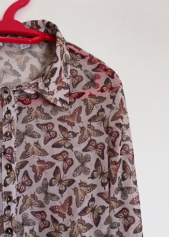 Düğmeli, Uzun Kollu, Baskılı Kadın Gömlek - Görsel 3