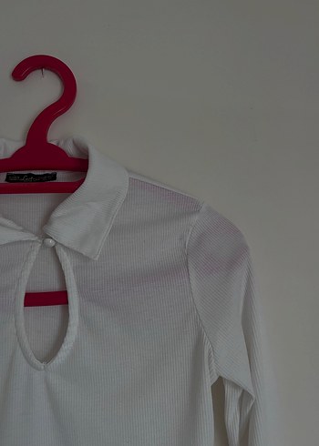 Düğmeli Beyaz Kadın Uzun Kollu Gömlek - Görsel 3