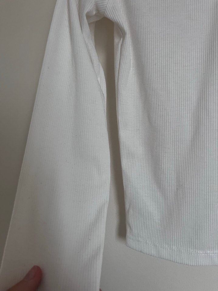 Düğmeli Beyaz Kadın Uzun Kollu Gömlek - Görsel 2