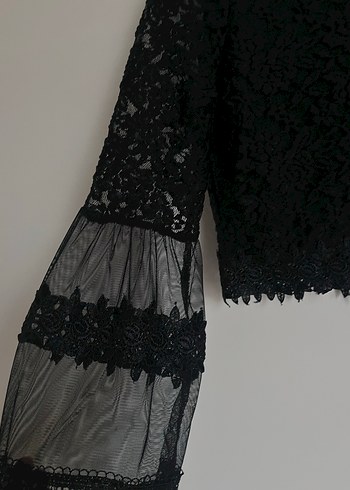 Dantelli Siyah Gotik Kadın Bluz - Görsel 2