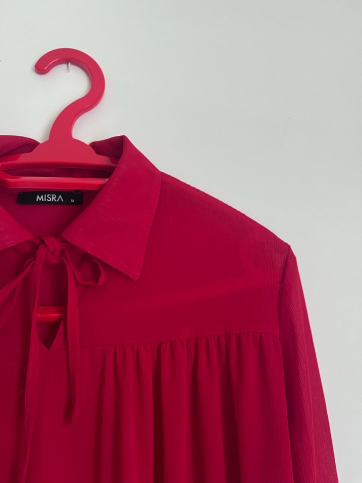 Bordo Uzun Kollu Fırfırlı Bohem Tunik - Görsel 4