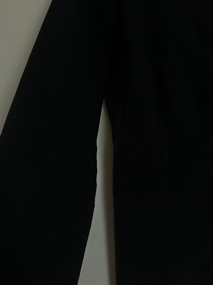 Siyah Keten Düğmeli Kadın Gömlek - Görsel 3