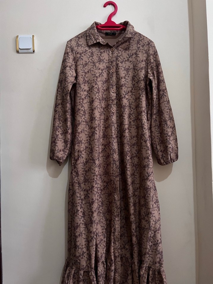 Bej Uzun Kollu Bohem Elbise - Görsel 2