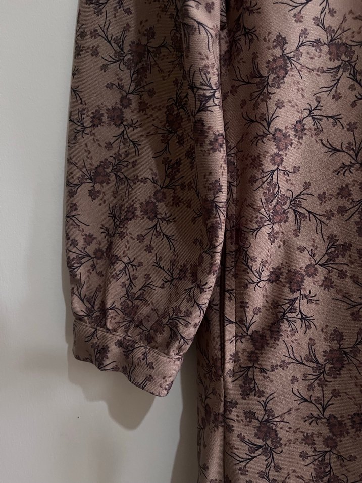 Bej Uzun Kollu Bohem Elbise - Görsel 5