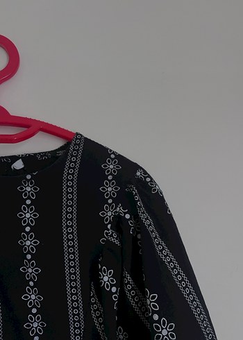 Nakışlı Siyah Bohem Kadın Bluz - Görsel 4