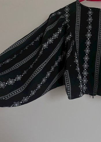 Nakışlı Siyah Bohem Kadın Bluz - Görsel 3