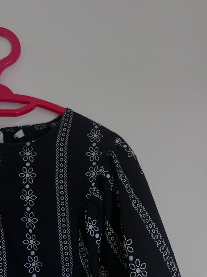 Nakışlı Siyah Bohem Kadın Bluz - Görsel 4