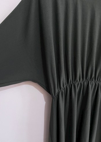 Uzun Kollu Salaş haki yeşil Kadın Elbise - Görsel 3