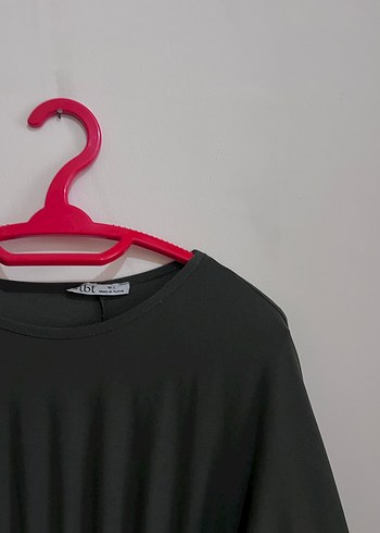 Uzun Kollu Salaş haki yeşil Kadın Elbise - Görsel 2