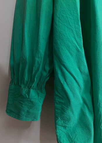 Yeşil Uzun Kollu Salaş Keten Gömlek - Görsel 4