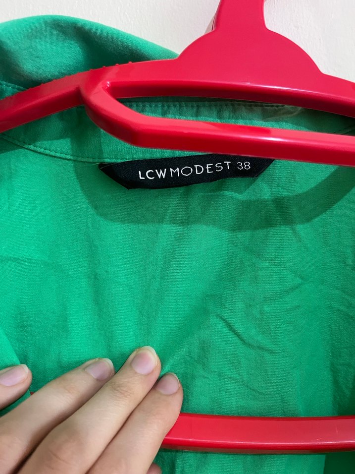 Yeşil Uzun Kollu Salaş Keten Gömlek - Görsel 2