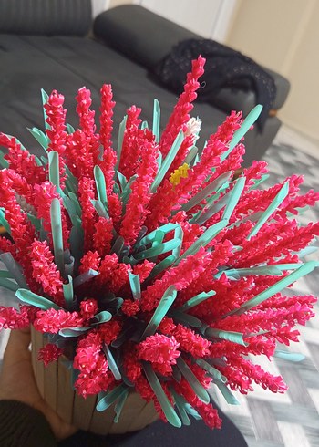 El Yapımı Bohem Kırmızı Dekoratif Çiçek - Görsel 2