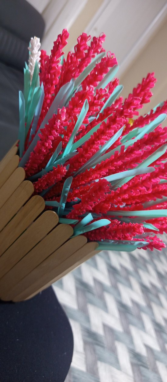 El Yapımı Bohem Kırmızı Dekoratif Çiçek - Görsel 3