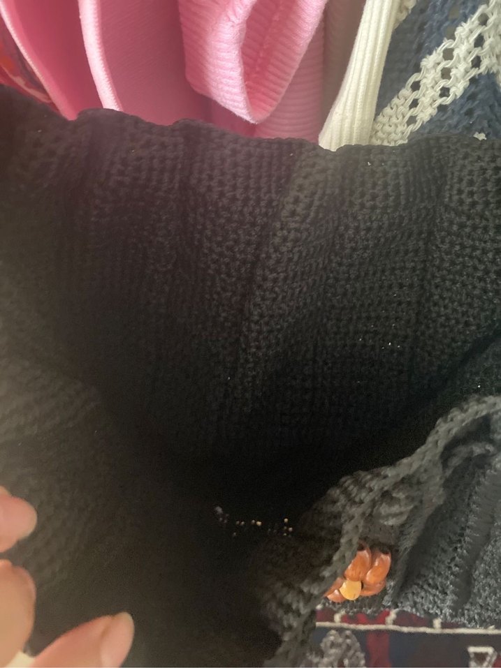 Boncuklu Siyah Örgü Kadın Çanta - Görsel 2