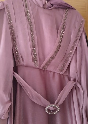 Pembe Drapeli Uzun Abiye Elbise - Görsel 2